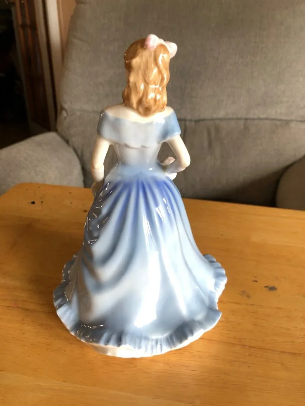 Royal Doulton Porcelain Lady Prototype Figurine Blue Dress Pink Flowers Girl Sta